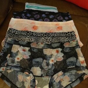RanZZRan Sheer Floral Animal Print Panties Set Size Large Set Of 4